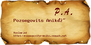 Pozsegovits Anikó névjegykártya